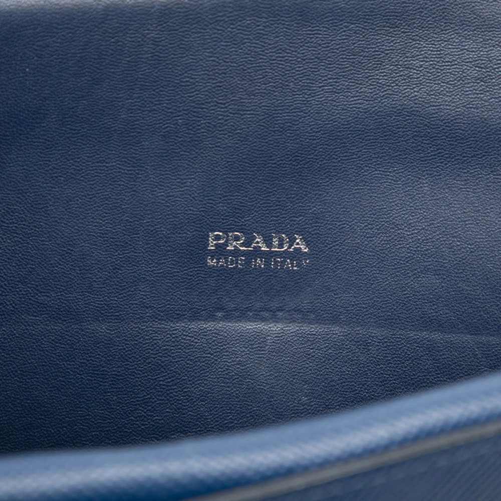 PRADA Blue Leather Saffiano Shoulder Bag - Picture 6 of 6